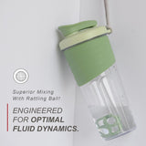 Shaker met bal, eiwitshaker, waterfles, drinkfles, BPA-vrij, shaker proteïneshake, 700 ml, duurzaam, lekvrij, geurneutrale shakebeker, 700 ml, groen