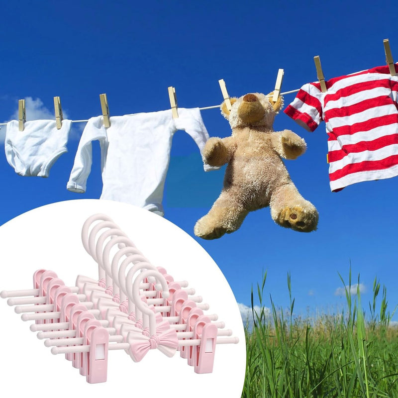 10 stuks kledinghangers voor broeken, broekhangers met verstelbare clips, kinderkledingrek, hanger met verstelbare clips, hangers met antislipclips voor broeken, rokken (A)