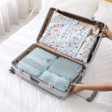 Kledingtassenset, 6 stuks kofferorganizer, reiskubussen, pakzakken voor vakantie en reizen - bloemen