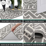 Deurmat voor binnen, 50 x 80 cm, grijs, antislip wasbare vuilvangmat, waterabsorberende deurmat, vuilvangertapijt voor entree, voordeur, terras, hal