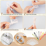 2 stuks kabelopbergdoos, transparante kabelorganizerbox met 8 verwijderbare vakken en 14 kabelbinders, kabelmanagementbox voor bureauopslag, kantoor met labelpapier