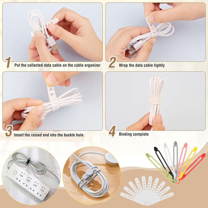 2 stuks kabelopbergdoos, transparante kabelorganizerbox met 8 verwijderbare vakken en 14 kabelbinders, kabelmanagementbox voor bureauopslag, kantoor met labelpapier