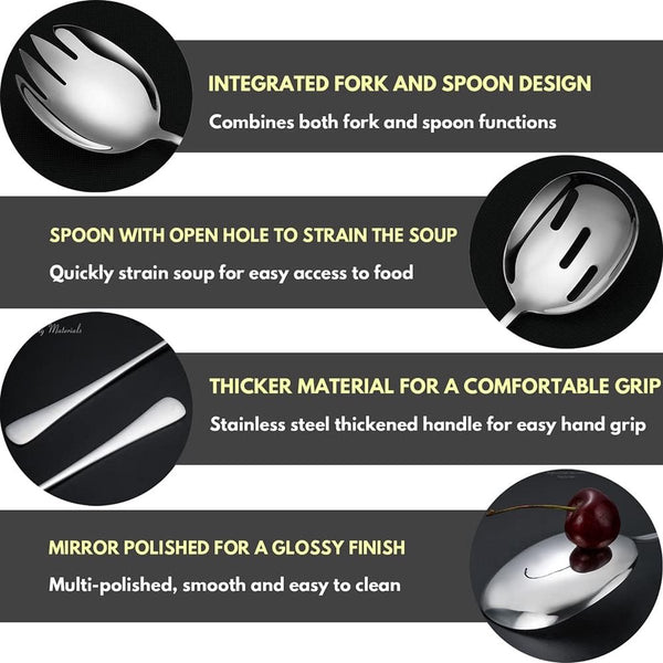 Saladebestekset, saladelepels van roestvrij staal en saladevorken van roestvrij staal, saladeserverset voor restaurants, hotel, feest, buffet (2 stuks)