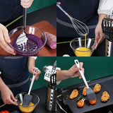 Roestvrijstalen kookgereiset, 13-delige keukengereiset met antiaanbaklaag en hittebestendige gebruiksvoorwerphouder