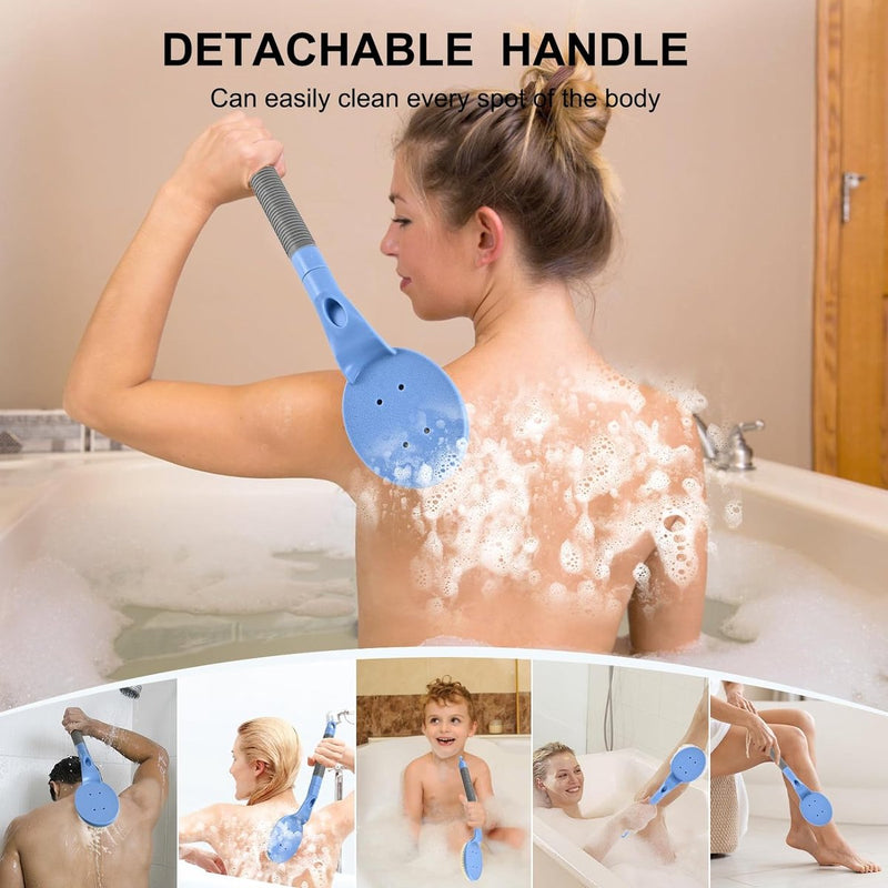 Rugborstel met lange handgreep voor douche, 22" badborstel voor douche, rugschrobber, exfoliatie en verbeterde huidgezondheid voor ouderen met beperkte armbeweging