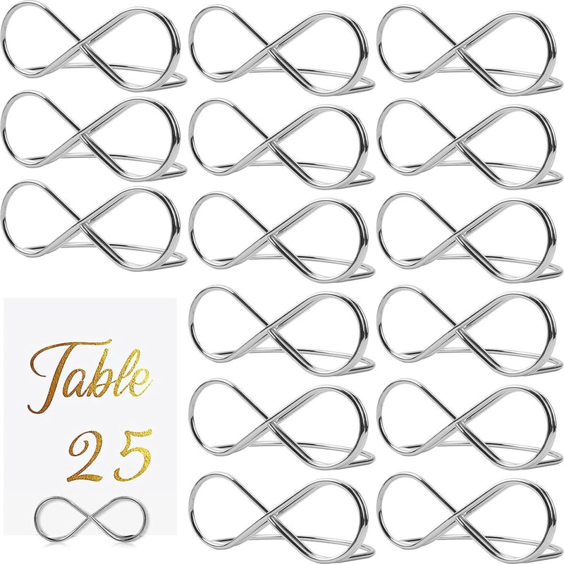 15 stuks kaarthouder tafel metalen kaartstandaard, zilveren tafelnummers, menukaarthouder bruiloft, fotohouder, tafelkaarthouder, kaarthouder, tafelnummerhouder voor bruiloft, feest, kantoor