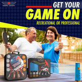 Professionele tafeltennispeddelset met intrekbaar net (montageklemmen), ballen en palen (4 sterren) Tafeltennisaccessoires, geavanceerd binnen- of buitenspelen, opbergtas