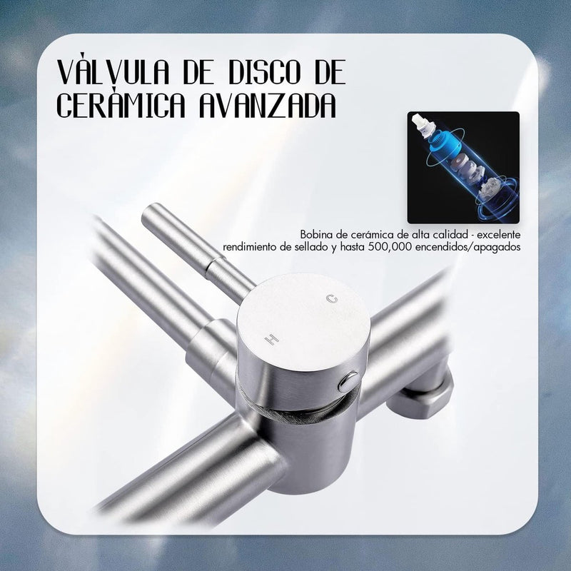 Wandmontage, keukenkraan, roestvrij stalen waterkraan, 360 graden draaibaar, uitloop, mengkraan met één hendel, mengkraan + 2 straalsoorten, spoelbakarmatuur, mengkraan met één hendel