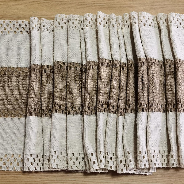 Macramé tafelloper 30 x 274 cm tafelloper beige boho jute tafelloper met kwastjes rechthoekig voor landhuisstijl bruiloft verjaardag feestelijk huis keuken koffie tafel decoratie