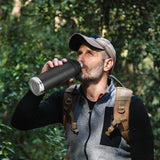 Thermoskan 1 liter, thermosfles met drinkbeker voor onderweg, thermosfles van roestvrij staal met handvat, lekvrij, voor koffie en thee, BPA-vrij, voor warm en koud