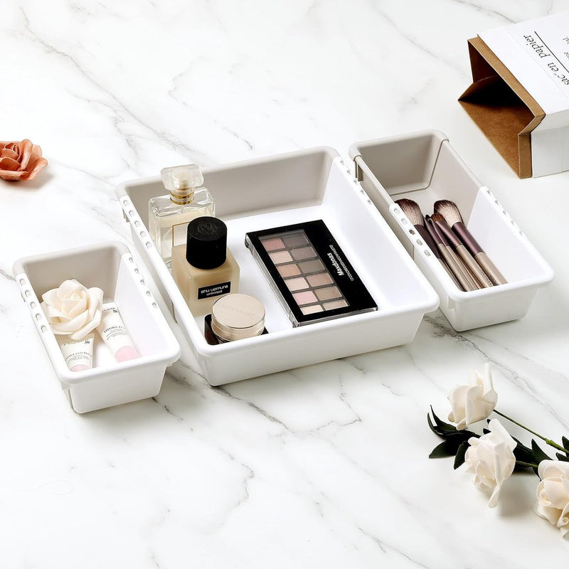 Set van 5 kledingkastorganizerladen, opvouwbare ladeorganizerkleding, organizersysteemgarderobe voor make-up, bureau, kantoor, badkamer, badkamer, melkwit