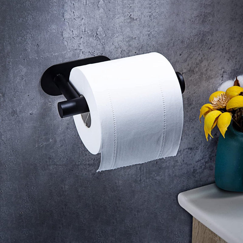 Toiletpapierhouder zonder boren, zelfklevende toiletpapierrolhouder, roestvrijstalen toiletrolhouder, toiletrolhouder, toiletrolhouder, papierhouder voor keuken en badkamer, zwart