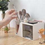 2 Lade Roterende Bureau-organizer Penhouder Bureau-organizer en opslag met 4 compartimenten + Lade voor kantoor, thuis en kunstbenodigdheden