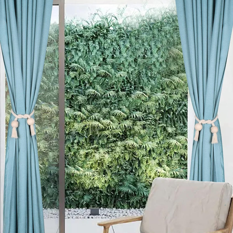 Set van 4 sterke magnetische gordijnbinders, tiebacks voor gordijnen, gordijn tiebacks, magnetische tiebacks, handgeweven tiebacks, gordijn tiebacks (beige - bal, 4)