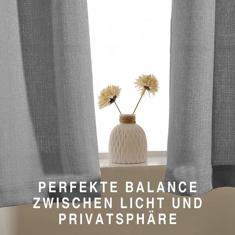 Vitrage bistrogordijn ondoorzichtig gordijn venstergordijn gordijn gordijn gaas sjaals half-transparant raamsjaal voor keuken woonkamer landhuis set van 2 90 x 60 H (cm) grijs