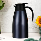 2L geïsoleerde koffiepot, voedselveilige 304 roestvrijstalen geïsoleerde kan, geïsoleerde vacuümkoffiepot met drukknopbovenkant, koffiekarafkan voor thee, warme en koude dranken (marineblauw)