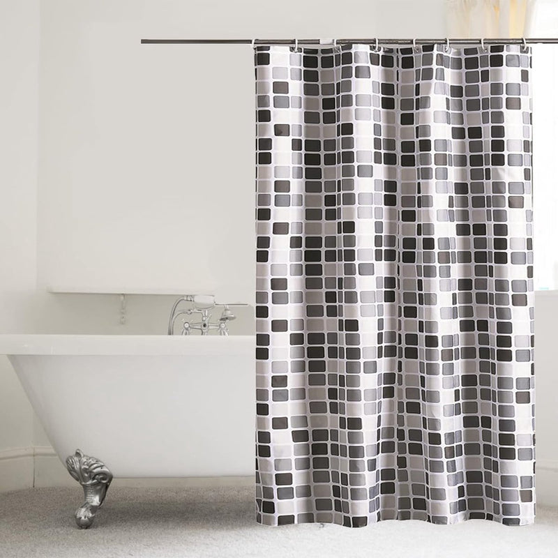 Waterdicht vuilafstotend douchegordijn, mozaïek baddouchegordijn, wasbaar douchegordijn, met 8 haken, voor badkamer, toiletten (120 x 180 cm, mozaïekpatroon)