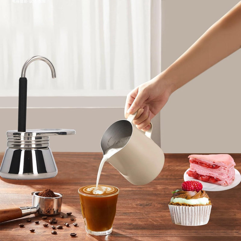 Mokkakan, 6,1 x 8,7 inch, met enkele uitloop, roestvrij staal, espressokoker, mini-fornuis, espressomachine, Italiaans type, espressokopjes, koffiezetapparaat