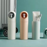 Tandenborsteletui voor kinderen, 2 stuks, reisetui, draagbare karikatuur tandenborstelhoes, tandenborstelbeker voor jongens en meisjes, thuis, school, wandelen, kamperen (geel + wit)