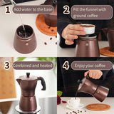 Espressomaker Italiaanse bruine koffiepot espresso van gegoten aluminium met transparant deksel geïsoleerd handvat