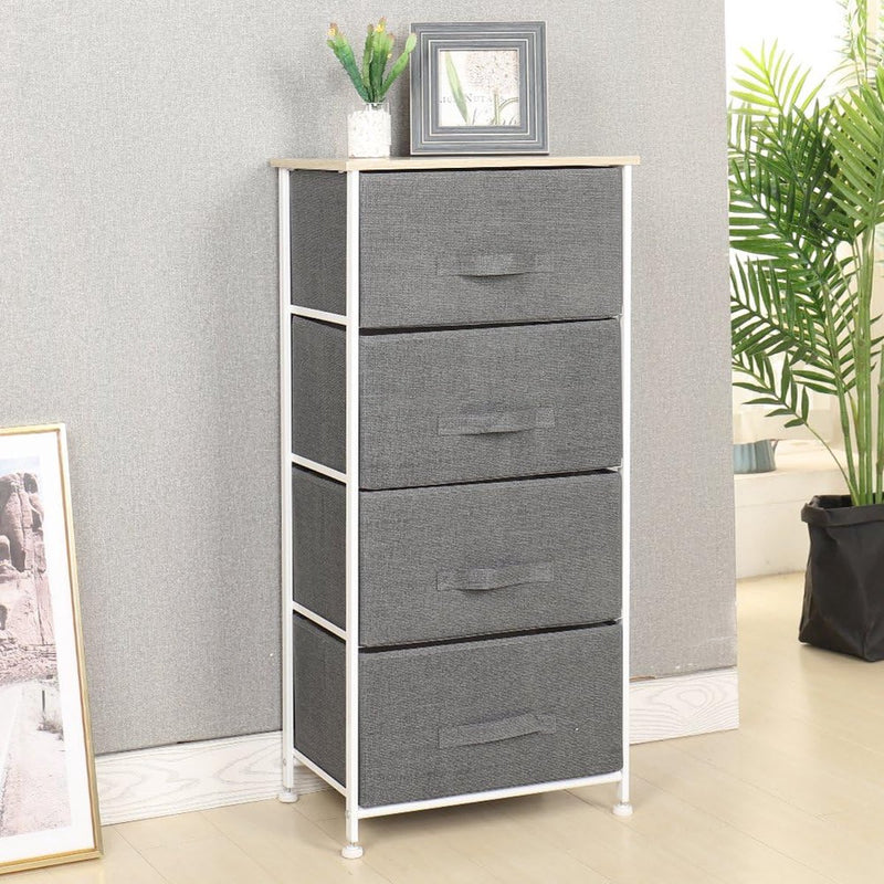 ladekast met 4 laden, organisatorisch meubilair, textiel opbergkast voor slaapkamer, woonkamer of - kleine ladekast met beige, 45 x 30 x 94 cm, 45 x 30 x 94 cm