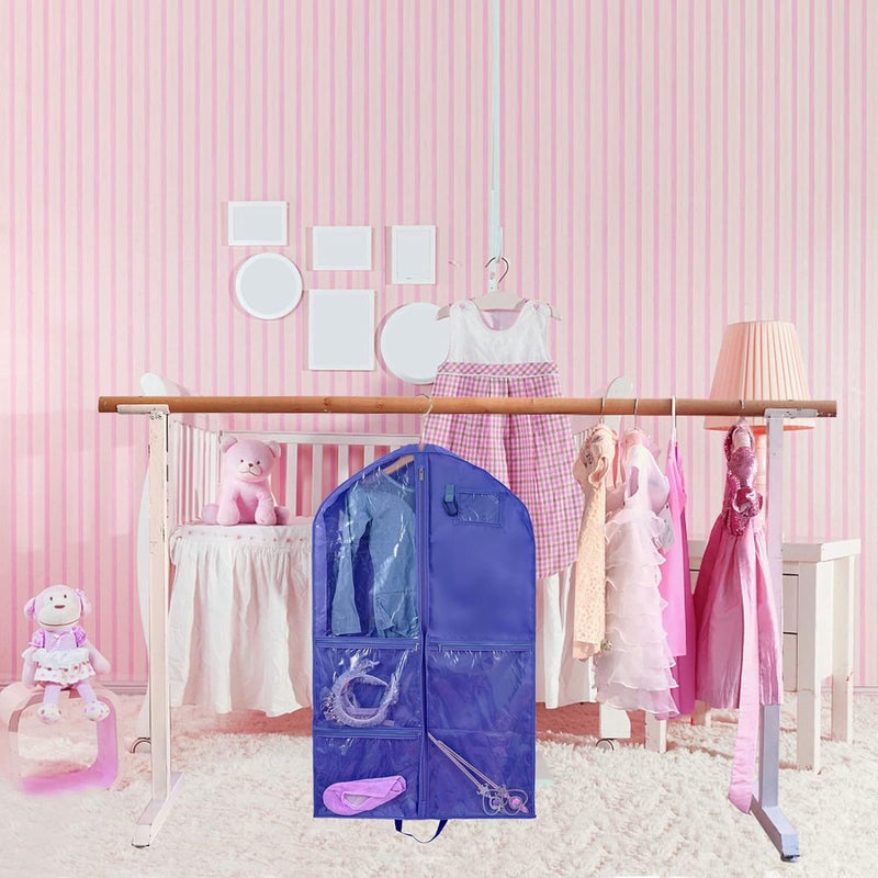 Kinderkledingtas met 5 zakken, opvouwbare kinderkledingzak, korte kledingafdekking voor eenvoudige organisatie voor dansers, optredens, wedstrijden, schoonheidswedstrijden, reizen en meer