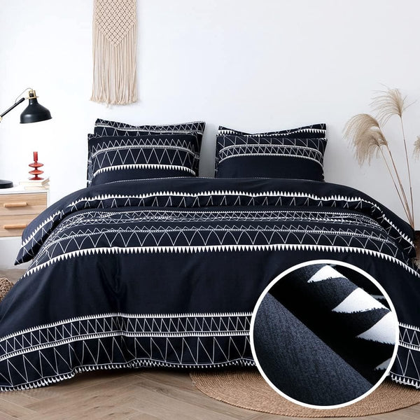 tweepersoonsdekbedovertrek 3-delig zacht 100% microvezel wasbaar ademend dekbedovertrekset met ritssluiting (1 dekbedovertrek 250 x 200 cm + 2 kussenslopen) zwart