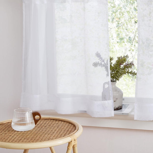 Netgordijnen moderne winkels gordijnen wit transparant raamgordijnen set van 2 W 60 x H 45 cm bistrogordijnen keuken korte gordijnen voor keuken/badkamer raamgordijnen caravan
