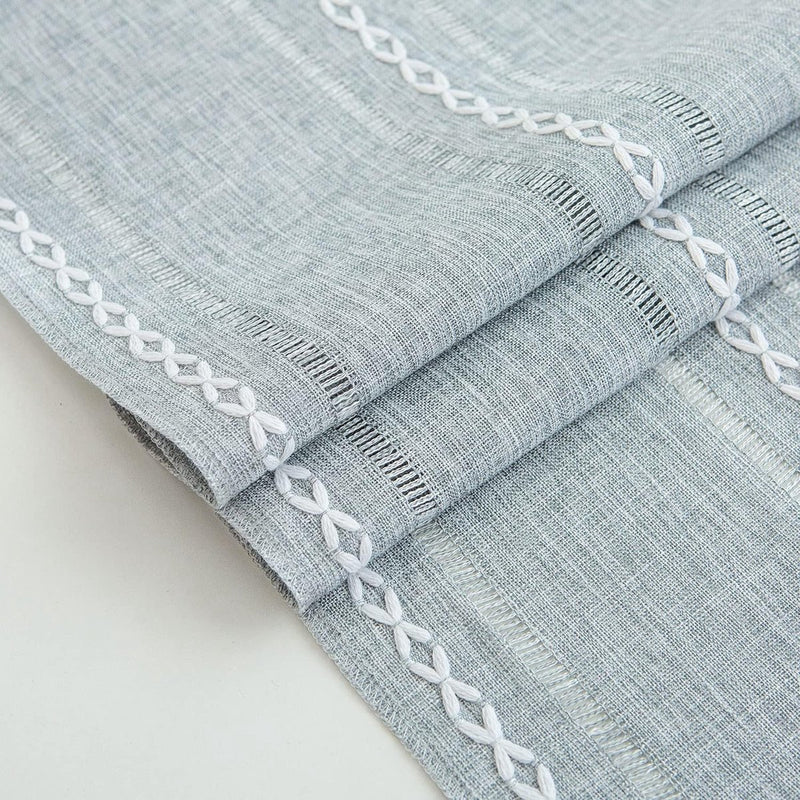 Tafelloper landhuisstijl grijs boho tafel loper met kwastjes rustieke table runner, 32x228 cm, lichtgrijs