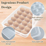 Set van 2 eiercontainers voor de koelkast, eierdoos met plastic deksel, transparante eiercontainer, eierdoosorganizer, stapelbare eierschaal voor keukens