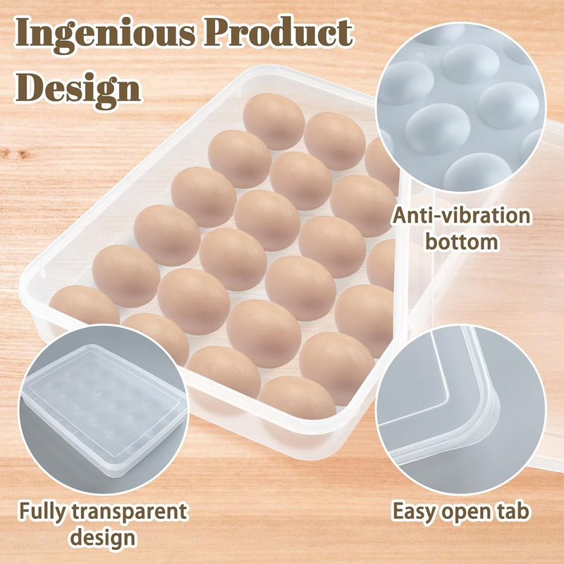 Set van 2 eiercontainers voor de koelkast, eierdoos met plastic deksel, transparante eiercontainer, eierdoosorganizer, stapelbare eierschaal voor keukens