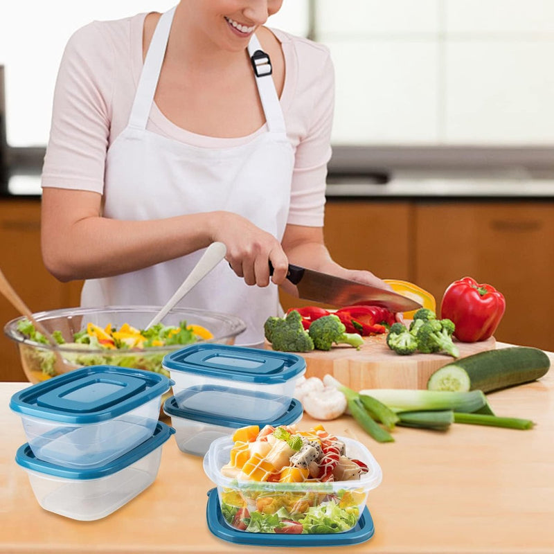 Voedselcontainers, opbergset (1000ML per doos), BPA-vrij, rechthoekig, kunststof, voedselcontainers met deksel, stapelbaar, voor school, werk, reizen en maaltijden, 10 stuks