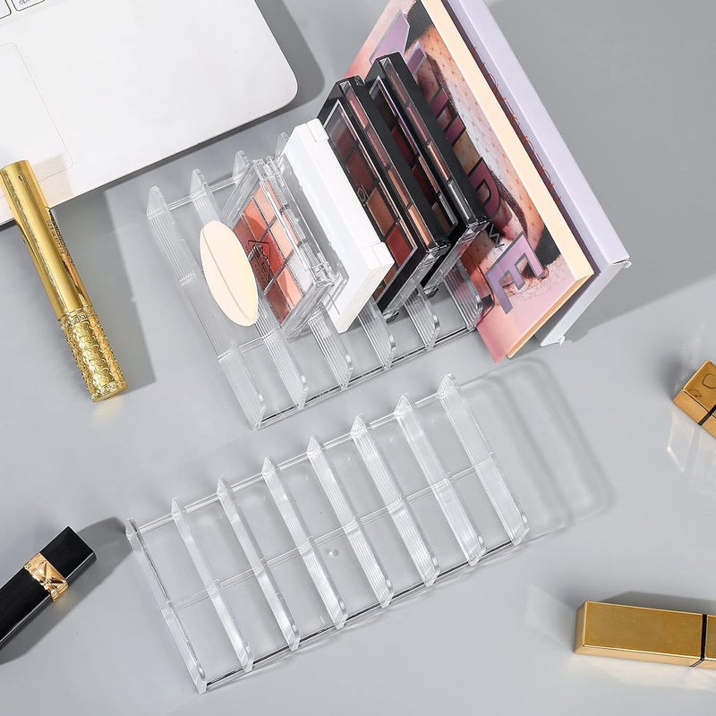 2 stuks oogschaduw-organizer, acryl cosmetica-paletten, organizer van kunststof met 7 sleuven, make-up make-up opslag, make-upcontainer, poederpalettenhouder voor badkamer, werkblad, S + L