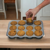 siliconen muffinvorm, 12 holtes, antiaanbaklaag siliconen bakvorm, siliconen cupcakevorm, siliconen mal (12 holtes, siliconen grijs)