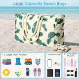 Strandtas Gestreepte draagtas Zwemtas Waterdichte strandtas Groot met ritssluiting Shopper Damesstrandtas XXL Familieboodschappentas Schoudertas Effen tas Reistas, Ananas, Strandtas