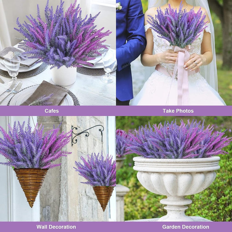 10 stuks kunstbloemen, lavendelplanten, kunstbloemen, decoratie voor thuis, slaapkamer, tafel, kantoor, doe-het-zelf, feest, bruiloft, binnen- en buitendecoratie.