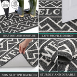 Deurmat voor binnen, 50 x 80 cm, zwart, antislip, wasbaar, vuilvangmat, waterabsorberende deurmat, vuilvanger, tapijt voor ingang, voordeur, patio, hal