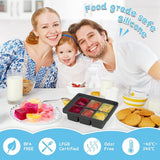 3 stuks ijsblokjesvormen, siliconen ijsblokjeshouder, XL met deksel, stapelbaar en vaatwasmachinebestendig, voor bier-, wijn- en babysnacks, zwart, set van 3 (18 ijsblokjes))