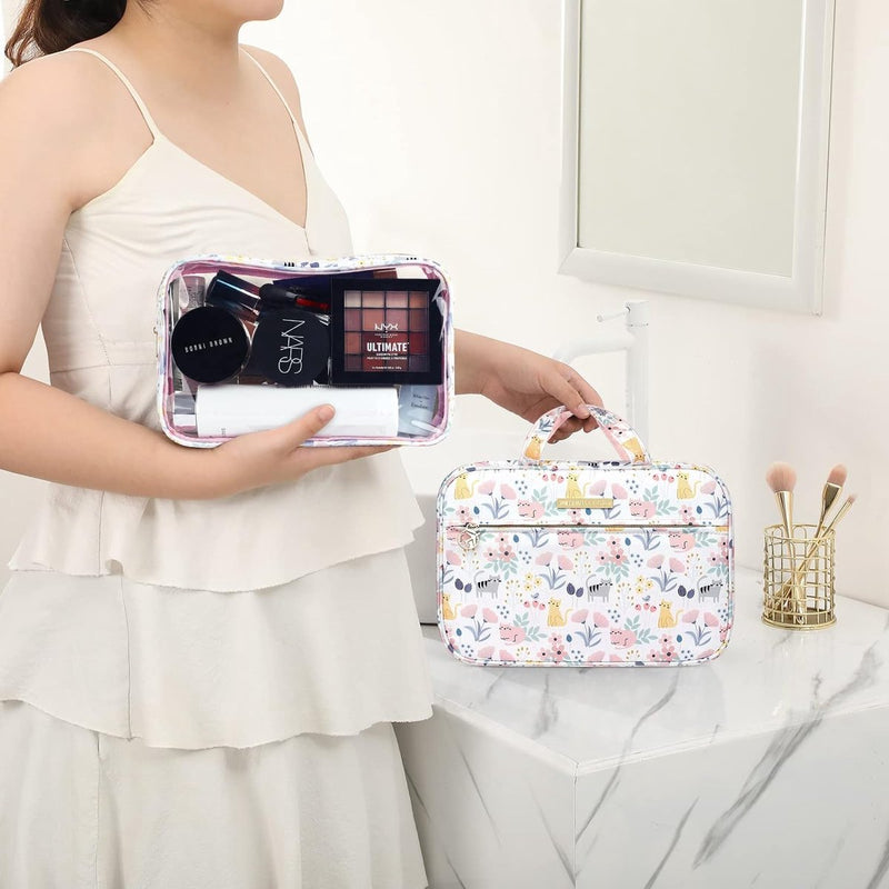 Hangende toilettassen voor dames, Dizdvizd Reistoilettas Grote waterdichte make-uptas Roze-Cat