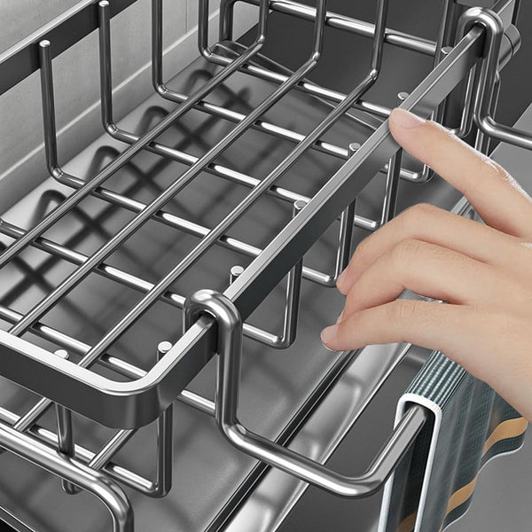 Keukenrekken, keukenrekken, hangend, keukenrek aan de muur, keukenrek, smal, keukenrek, hangend, keukenrek, klein, gootsteenorganizer, keukenrek, wandrek, spoelbakorganizer (grijs)