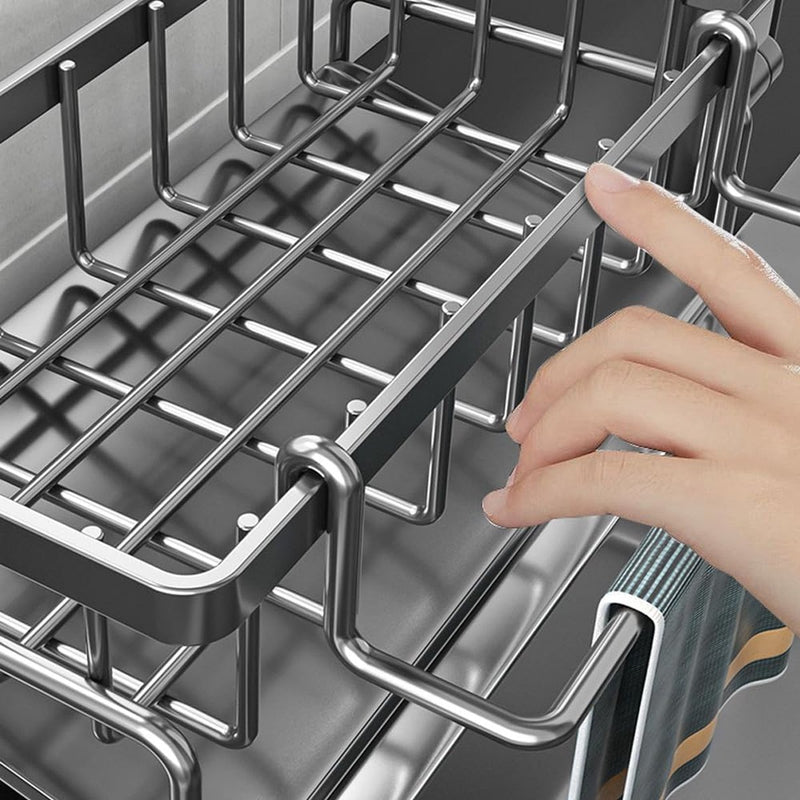 Keukenrekken, keukenrekken, hangend, keukenrek aan de muur, keukenrek, smal, keukenrek, hangend, keukenrek, klein, gootsteenorganizer, keukenrek, wandrek, spoelbakorganizer (grijs)