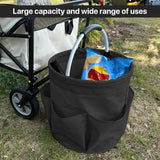 Organizer voor schoonmaakartikelen, draagbare opbergmand, opvouwbare organizer voor schoonmaakartikelen met handvat en 6 vakken voor opslag thuis, winkelen, picknicken en tuin (zwart)