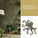Oktopus garderobehaken, rustieke garderobehaken, gietijzeren wandhaken met schroeven, kledinghaken, om op te hangen, kleding, sleutels, hoeden, tassen, zwart-goud