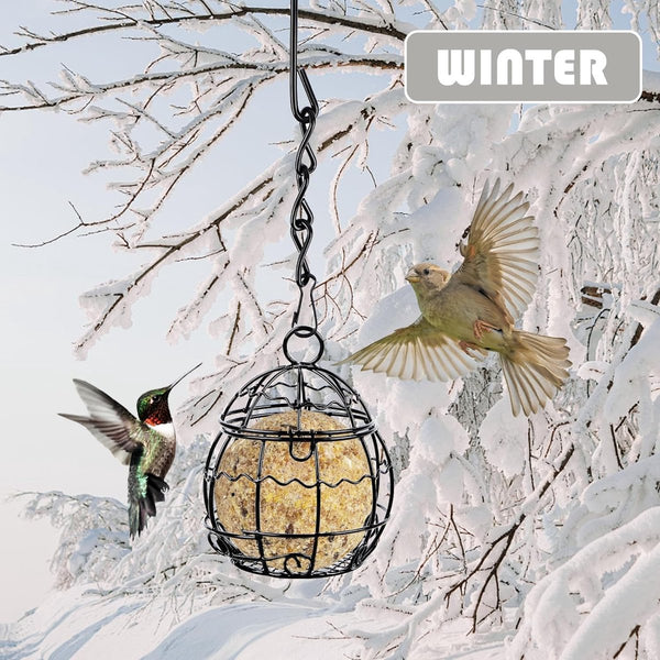 4 stuks voederdispensers, vogelvoederstation, wildvogelvoederdispenser, metalen vlechtwerk, voederdispenser voor wilde vogels, voederdispenser voor tuin, buiten, wilde vogels, mussen, roodborstjes