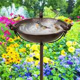 Vogelbad, vogelbad, waterbad, waterbak, waterschaal, stekker, bruin ijzer, vrijstaande vogelbadjeskom met 3 vogelstandbeelden, Birdbath & Birdfeeder Garden Yard Lawn Decor (bruin)