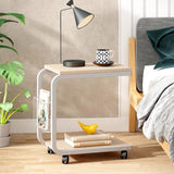 Bijzettafel met wieltjes, koffietafel, salontafel, nachtkastje, 51 x 30 x 56 cm, laptopstandaard, notebookstandaard met wieltjes en legplank