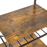 Keukenrek met 5 planken, bakkersrek, staand rek, magnetronrek met verstelbare wijnhouders en S-haken, multifunctionele organizer, voor magnetron, kookgerei, bruin-zwart