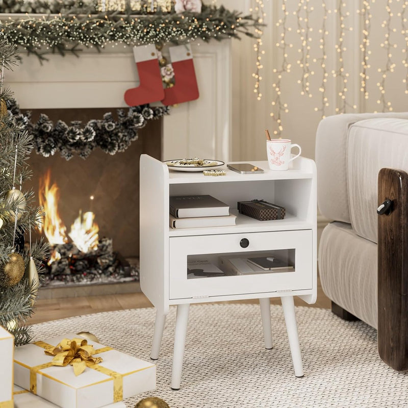 Nachtkastje Witte Bijzettafel Nachtkastje Moderne Bijzettafels Slaapkamer Nachtkastje Lades Bijzettafel Voor Slaapkamer, Woonkamer