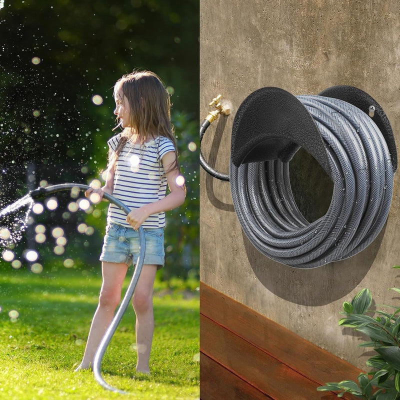 Slanghanger van hardstaal, 2 stuks wandhouder (tuinslanghouder, autoslang en koordhanger, versteviging, tuinslangrek met schroeven en expansiebouten