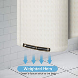 Douchegordijn, wasbaar, textiel, polyester, badgordijn met 12 douchegordijnringen, waterdicht, voor douche en bad, 183 x 183 cm, wafelpatroon, beige